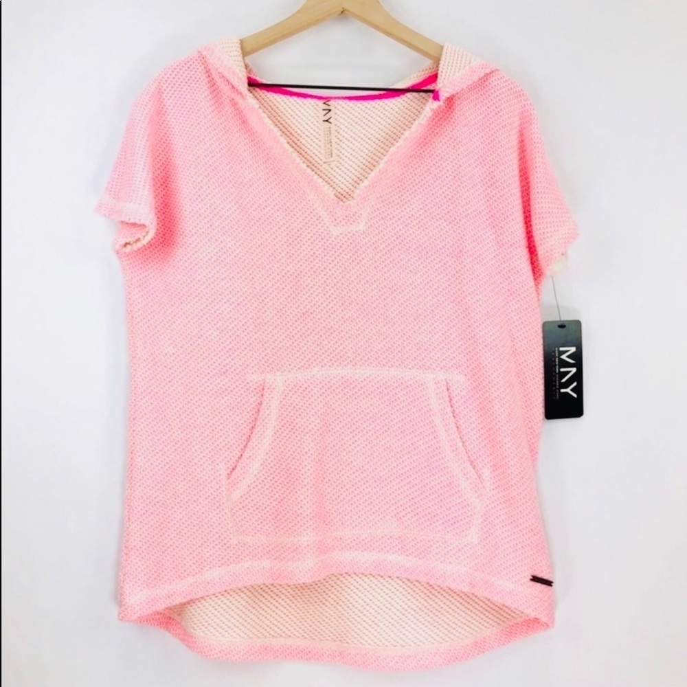🔥 Andrew Marc Performance pink hoodie top medium NWT
